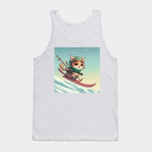 Cute Cat having fun in the Snow Tank Top